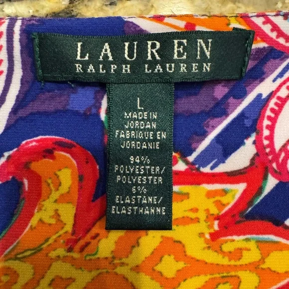 LAUREN Ralph Lauren Womens Sleeveless Cowl Neck Paisley Print Top Size Large - Picture 3 of 6